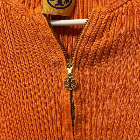 Tory Burch Orange Cropped Ribbed Sweater - Picture 5 of 6